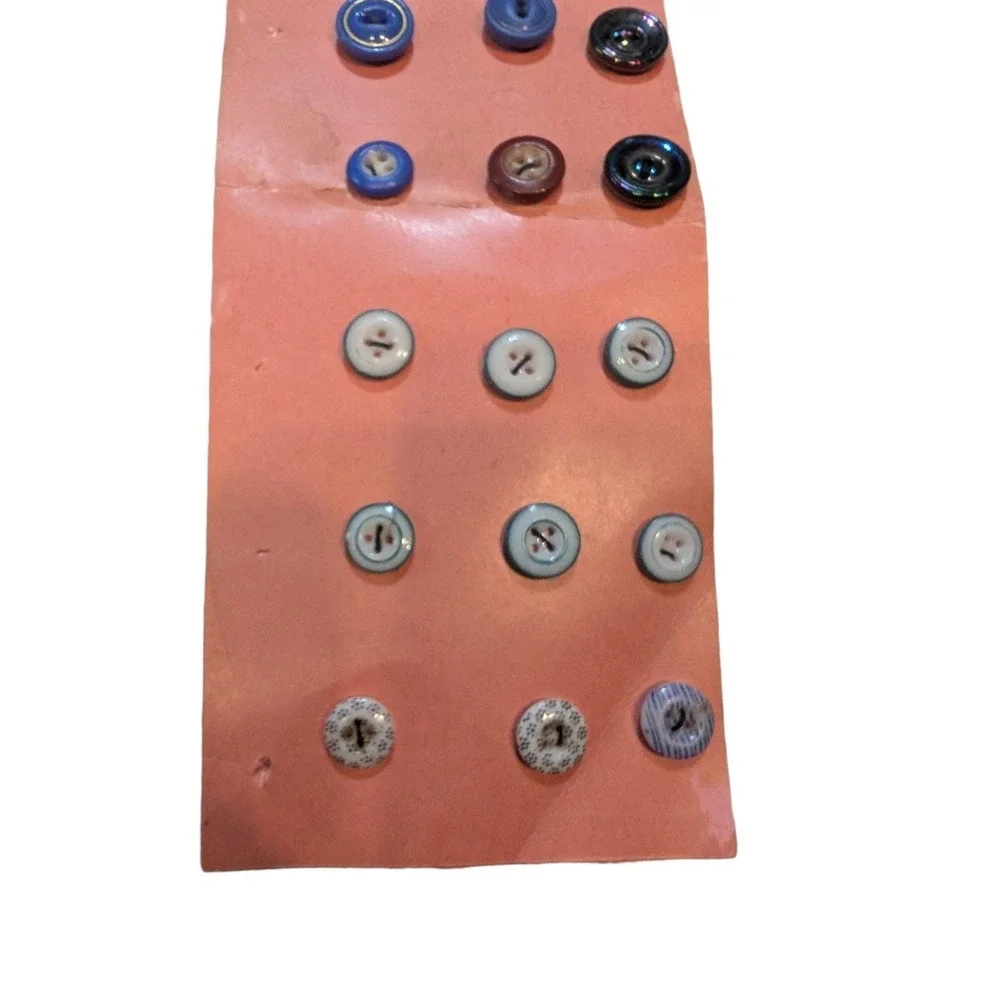 Vintage 1950s Plastic Button Sample Card Casein Urea Mid Century Sewing